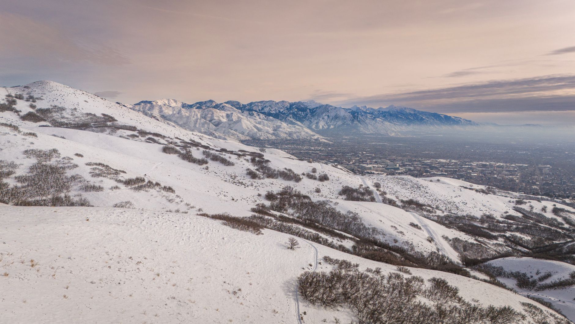 The Wasatch mountains over the Salt Lake Valley